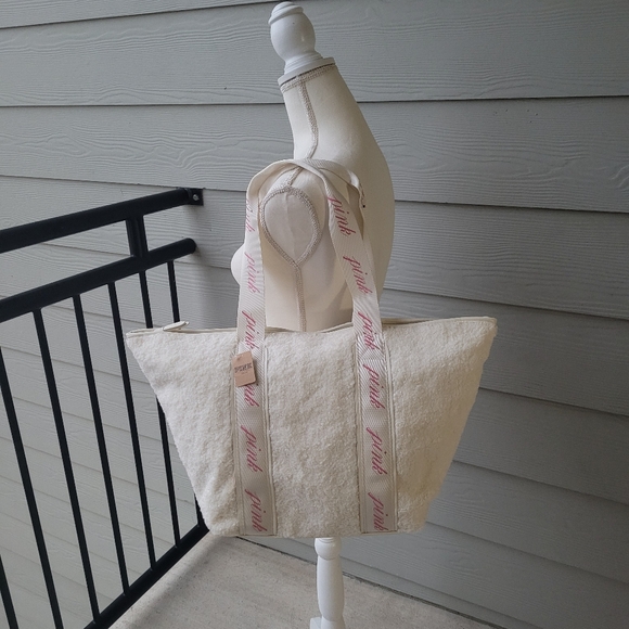 PINK Victoria's Secret Handbags - NWT Victoria's Secret Pink Soft Shearling Teddy-Cozy-Plush Tote Bag Large